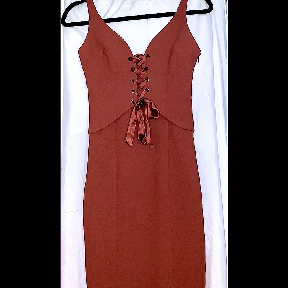NWT Cinq A Sept Demia lace-up Dress Tobacco Sz 0